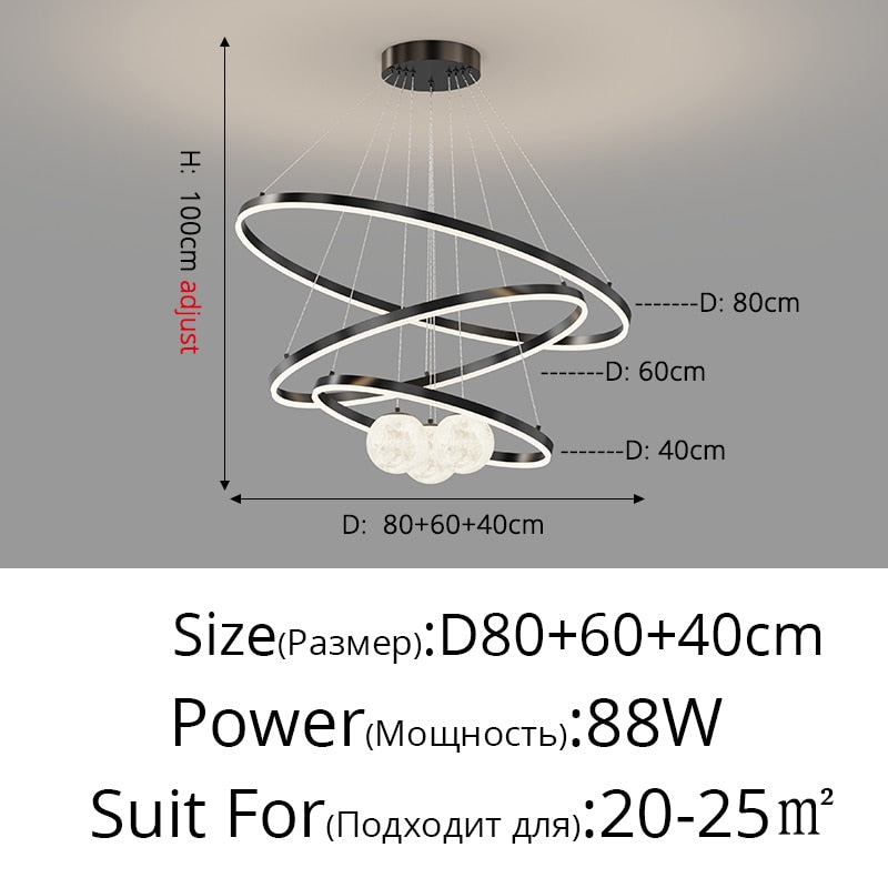Modern Minimalist LED Ceiling Chandelier for Living Room, Bedroom, or Dining Room