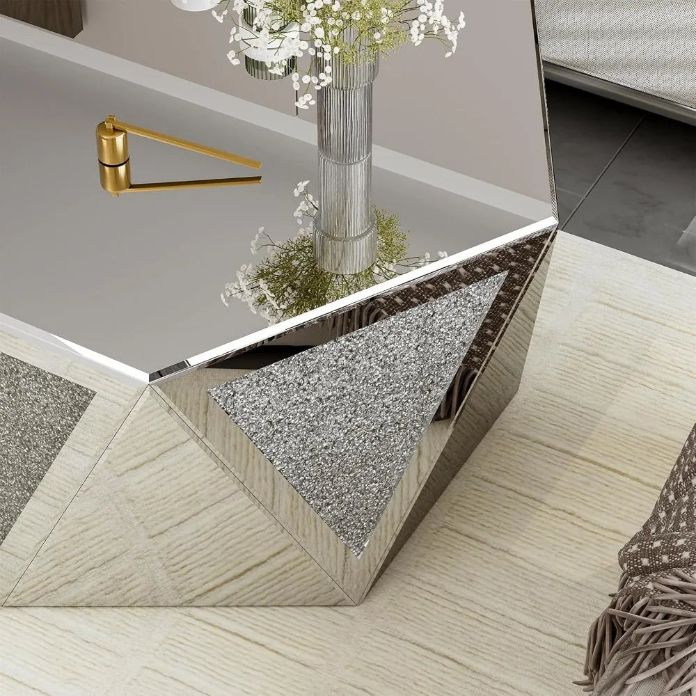 Stunning Crushed Diamond Coffee Table with Mirror Finish