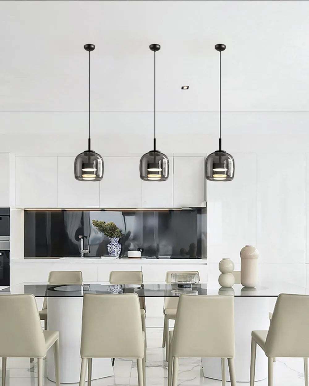Amber Glass Pendant Lamp for Dining & Bedroom