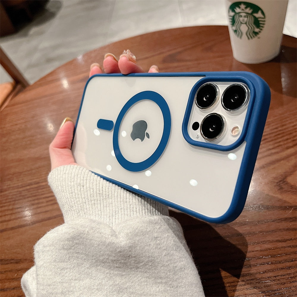 iPhone 16-15 Series Luxury Magsafe Magnetic Wireless Charging Case Shockproof Transparent Cover