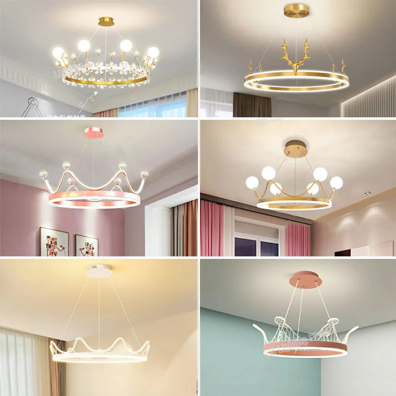 The Royal Touch to Kids' Bedrooms with this Crown Pendant LED Chandelier