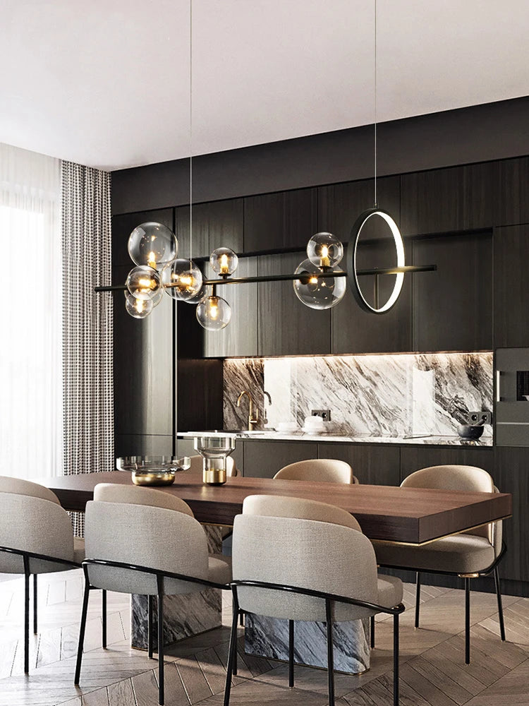 Modern Glass Bubble Chandelier Elegant LED Hanging Light for Any Space