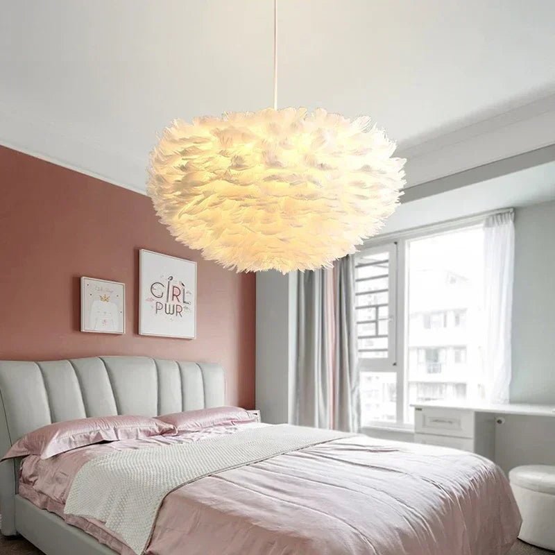 Chic Feather Chandelier Warm and Cozy Nordic Lighting for Homes and Coffee Shops