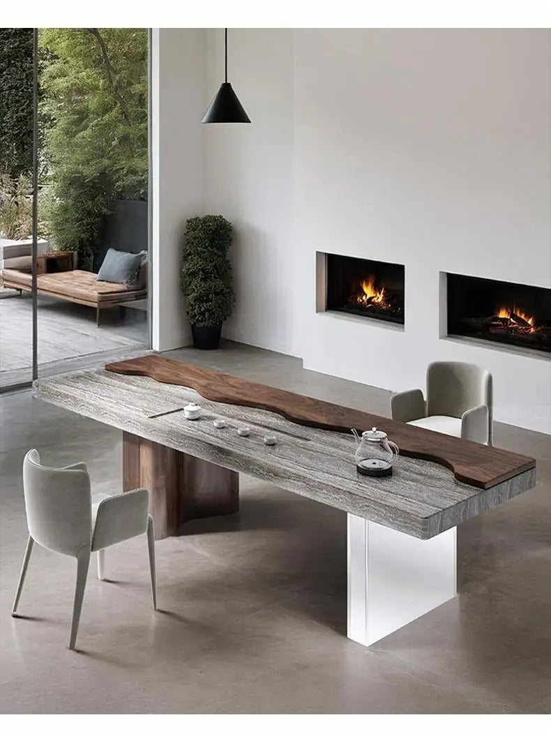 Handcrafted Floating Tea Table with Natural Stone Texture Perfect For Modern Design