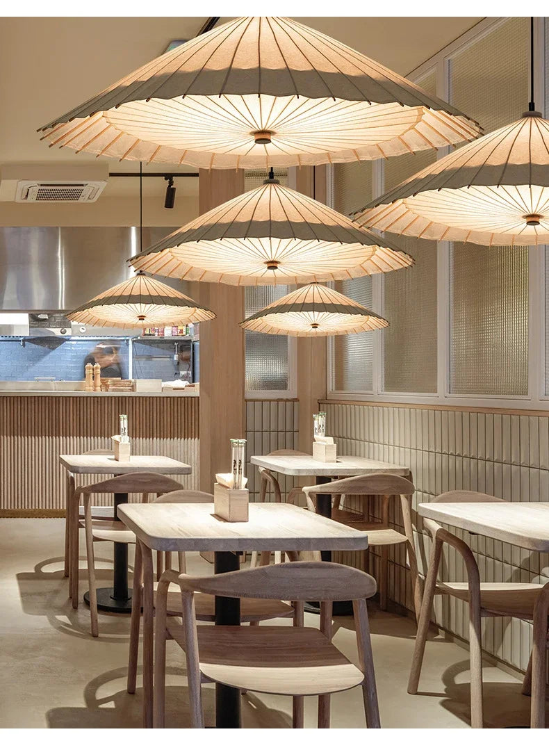 Wabi-Sabi Rice Paper Pendant Lamp – Dining Room & Restaurant Lighting Solution