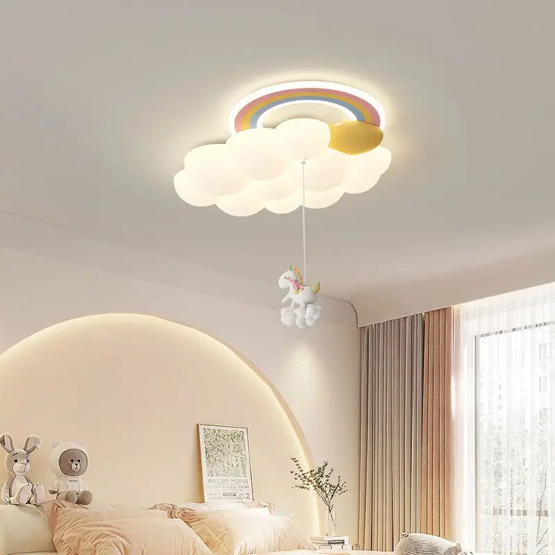 Adorable Rainbow & Cloud Chandelier Ceiling Light for Kids’ Room