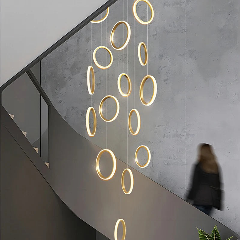 Chic Circular Pendant Lamp Ideal for Stairs and Indoor Decor