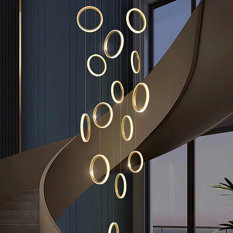 Chic Circular Pendant Lamp Ideal for Stairs and Indoor Decor