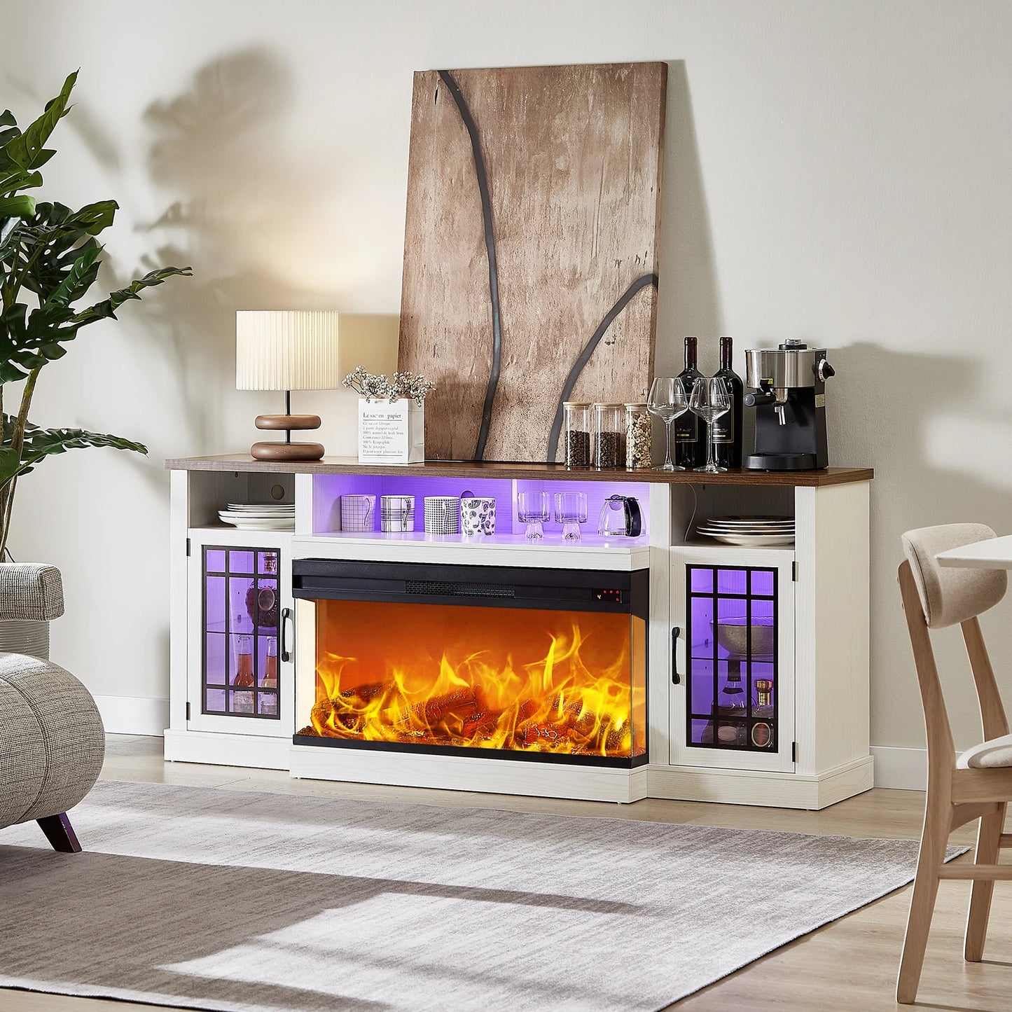 Luxury 3 Sided Glass Fireplace TV Stand for Your Living Room
