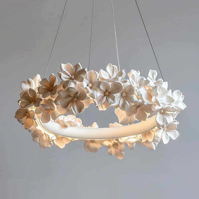 Cream Toned Floral Chandelier Beauty for Any Space