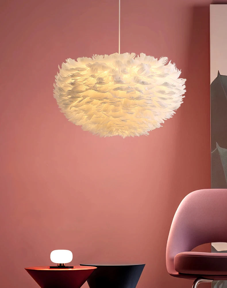 Chic Feather Chandelier Warm and Cozy Nordic Lighting for Homes and Coffee Shops