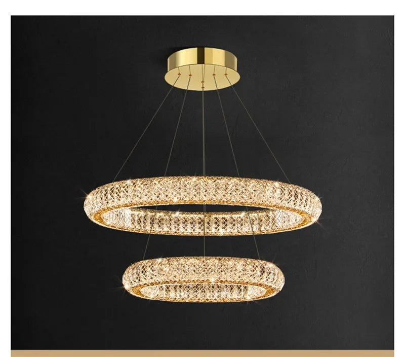 Crystal Round Rings LED Luxury Fixtures Chandelier For Home Living Room Bedroom