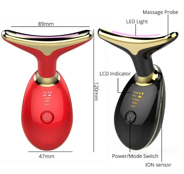 Electric LED Photon Neck Anti-Wrinkle Massager for Youthful Facial Lift and Micro-Current Wrinkle Removal
