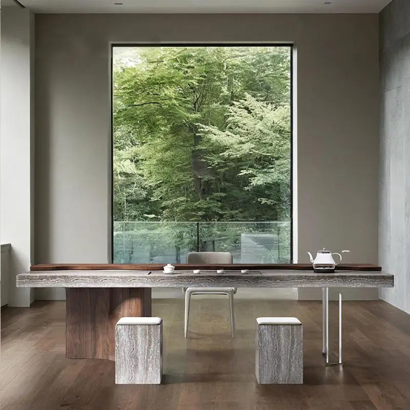 Handcrafted Floating Tea Table with Natural Stone Texture Perfect For Modern Design