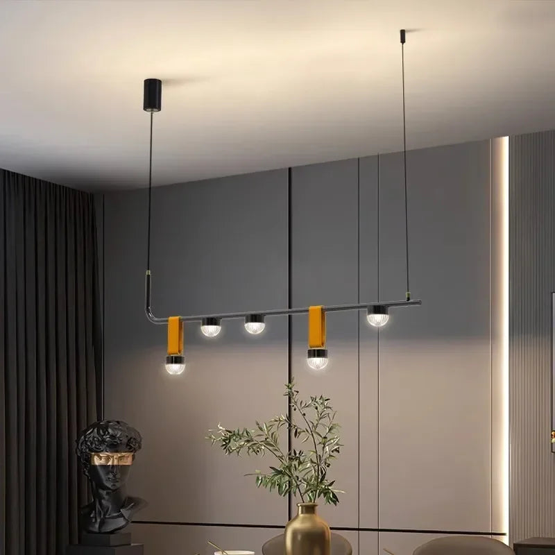 Luxury Long Leather Chandelier for Hallways & Desks