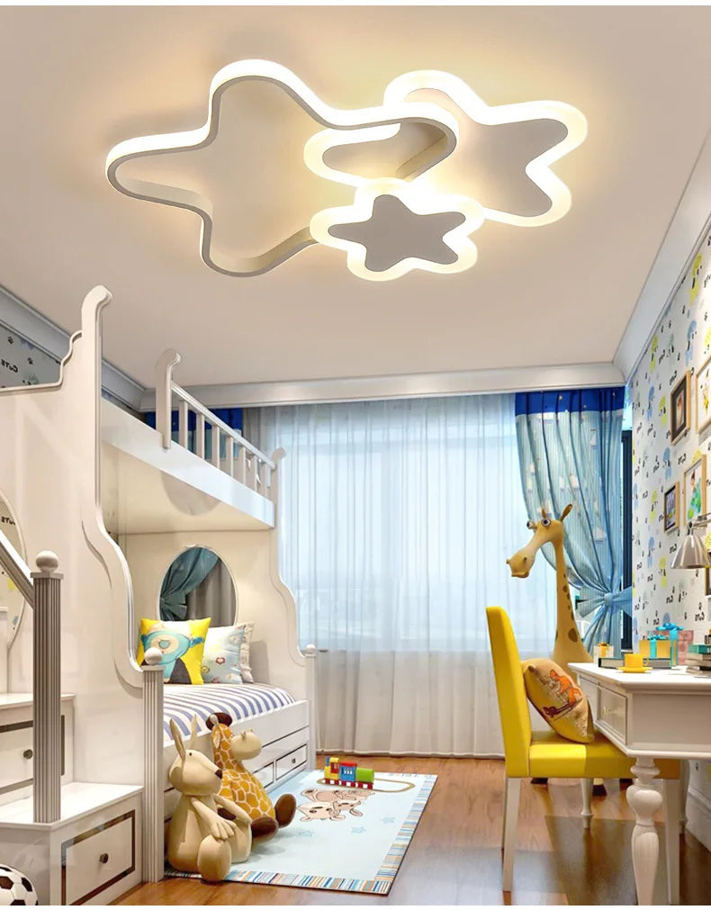Adorable Pink Ceiling Lamp Star & Cloud Design for a Fairytale Room
