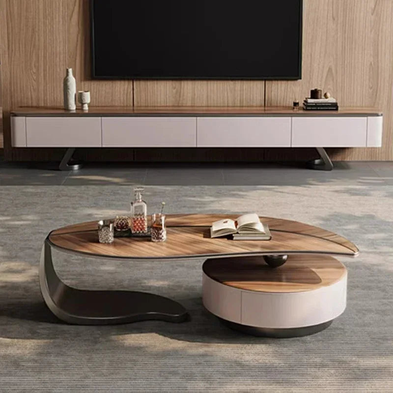 Luxury Leaf Shaped Coffee Table & TV Stand Set for Your Living Room
