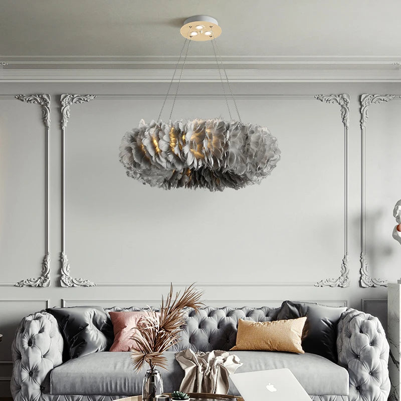 Fluffy White Feather Chandelier Unique & Stylish Lighting for Your Home