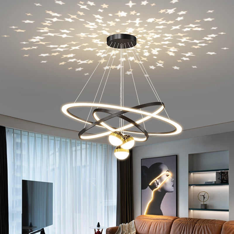 Modern Minimalist LED Ceiling Chandelier for Living Room, Bedroom, or Dining Room