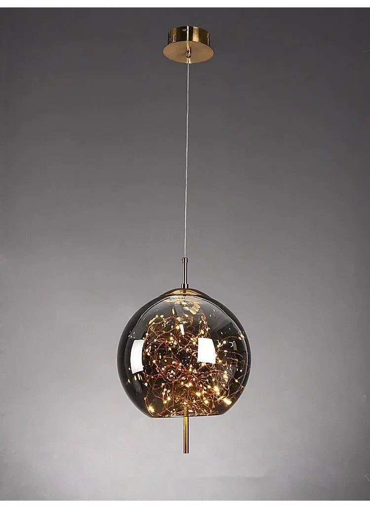 Luxury Gold Particles Glass Pendant Light for Hotels & Bars