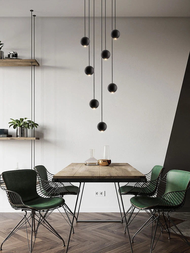 Luxury Black Orb Chandelier for Stairwells & Living Rooms