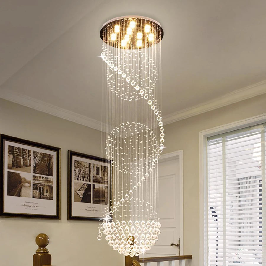 Spiral Ball Drop Chandelier for Hotels & Luxury Homes