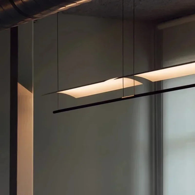 long strip LED chandelier Perfect for offices, living rooms, and dining areas, adding a sleek, contemporary touch