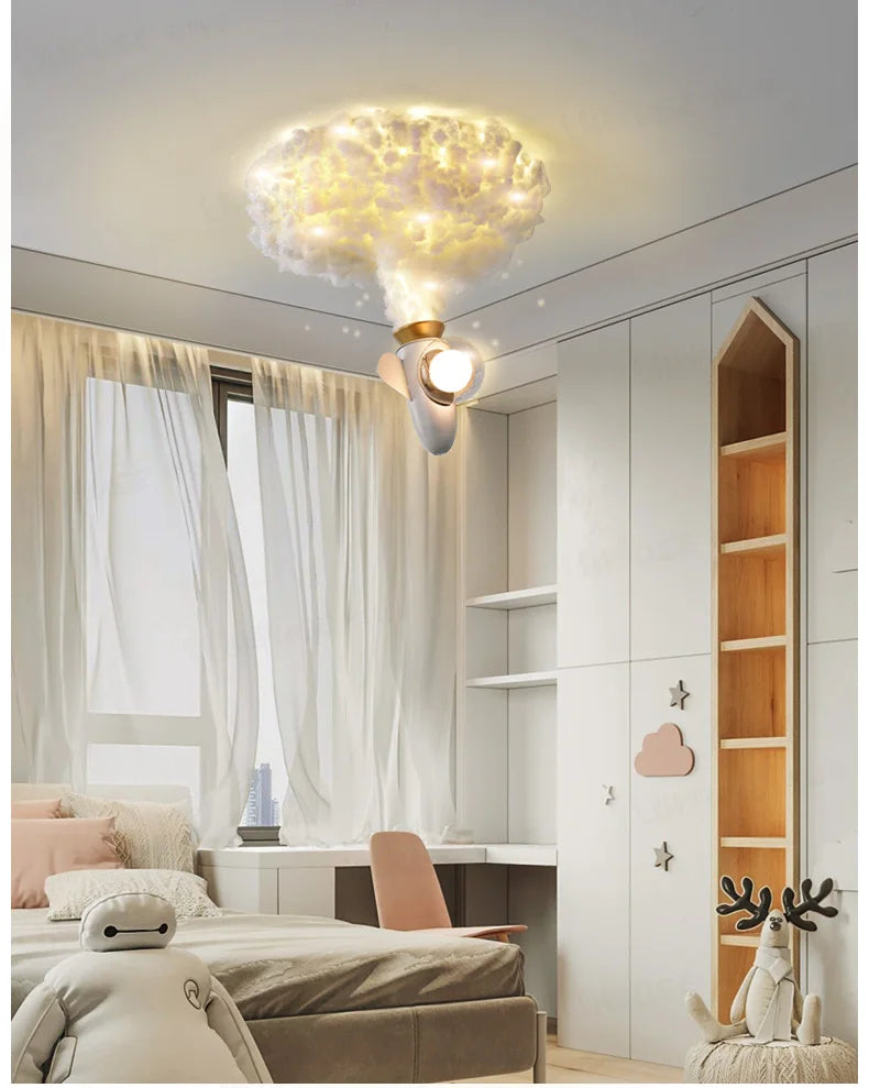 Cloud & Rocket Ceiling Lamp Perfect for Study, Bedroom & Playroom