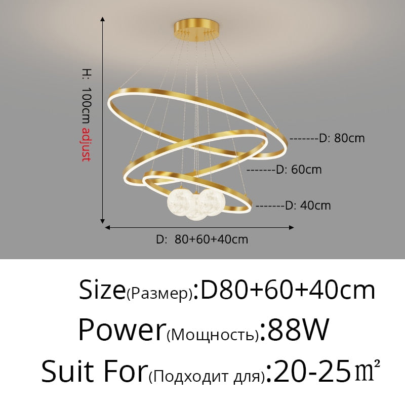 Modern Minimalist LED Ceiling Chandelier for Living Room, Bedroom, or Dining Room