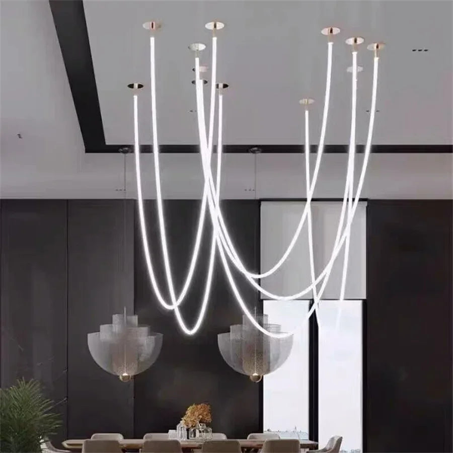 Silicone Long Tube LED Chandelier for Modern Spaces