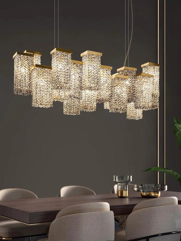 Gold & Crystal Luxury Hanging Chandelier for Villas & Bars