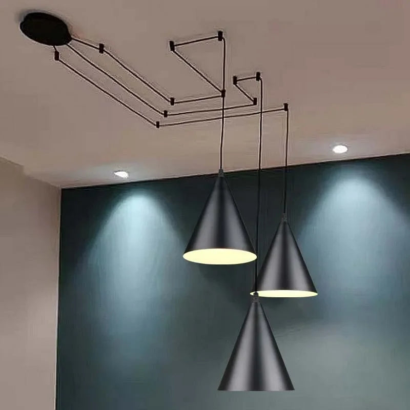 Stylish Cone Shape Iron Art Lamps LED Ilumination Lighting Minimalist Home Interiors