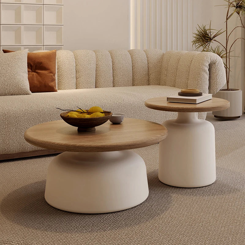Luxury Round Wooden Japanese Coffee Table Perfect for Any Entryway