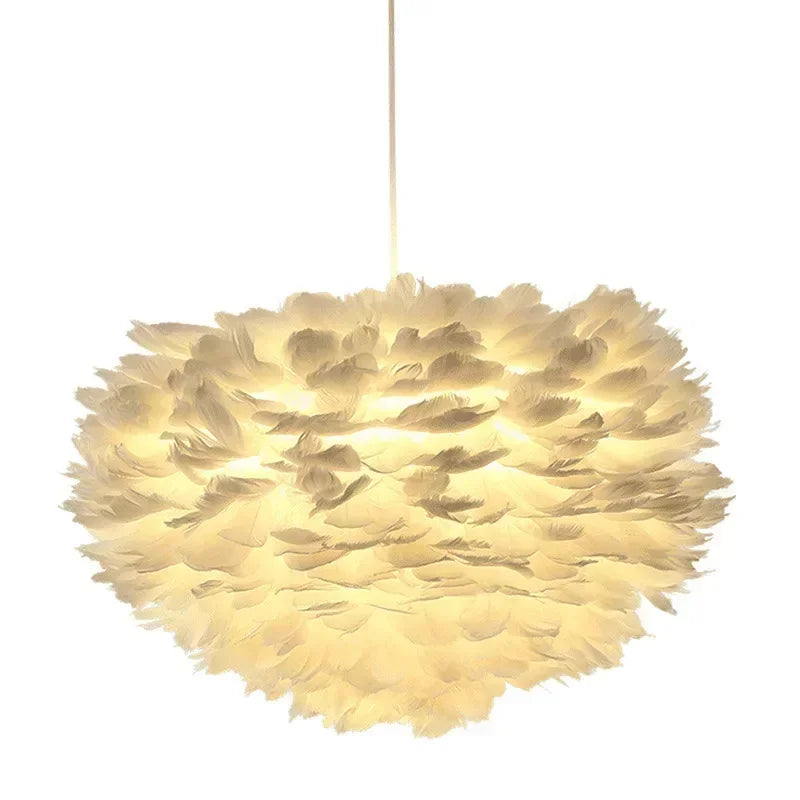 Chic Feather Chandelier Warm and Cozy Nordic Lighting for Homes and Coffee Shops