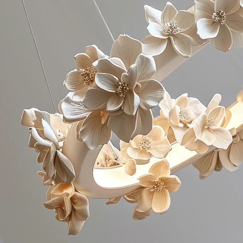 Cream Toned Floral Chandelier Beauty for Any Space