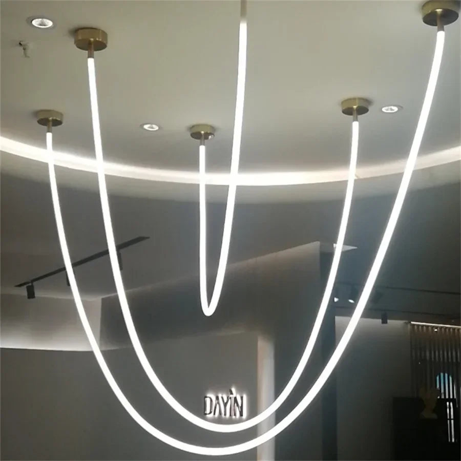 Silicone Long Tube LED Chandelier for Modern Spaces
