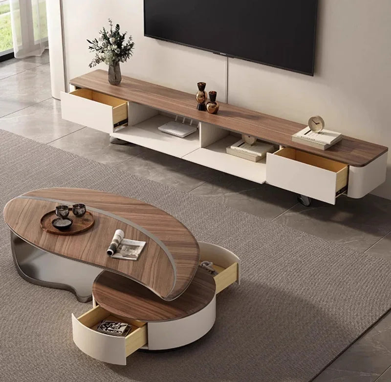 Luxury Leaf Shaped Coffee Table & TV Stand Set for Your Living Room