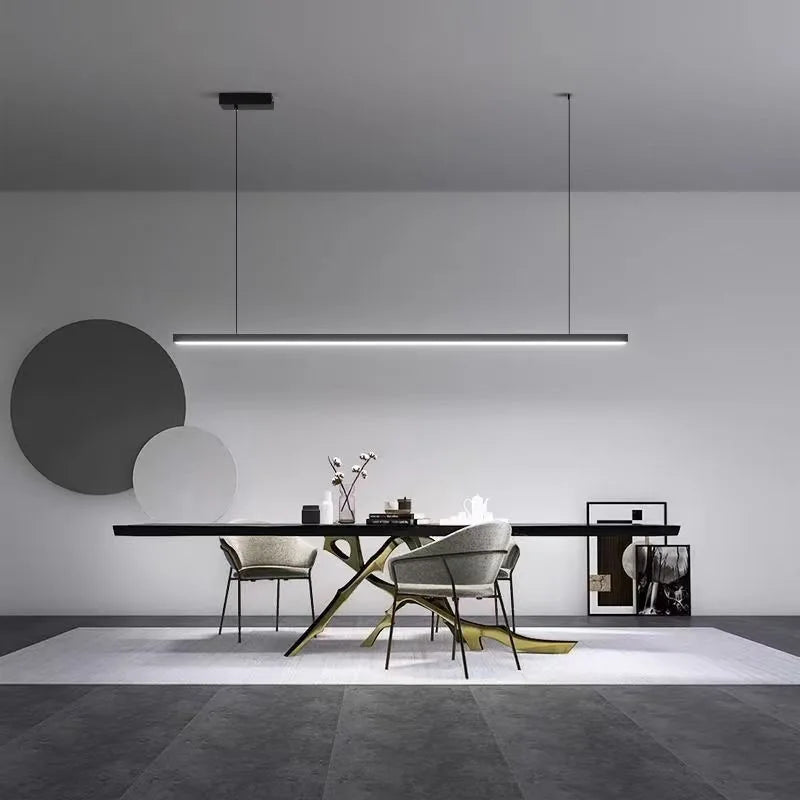 Long Strip Nordic Chandelier Perfect for Restaurant, Office & Dining Table Lighting