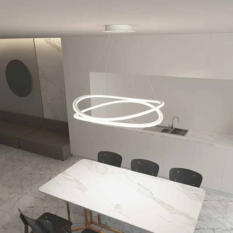 Scandinavian Round Chandelier for Dining Room, Bar, or Workspace