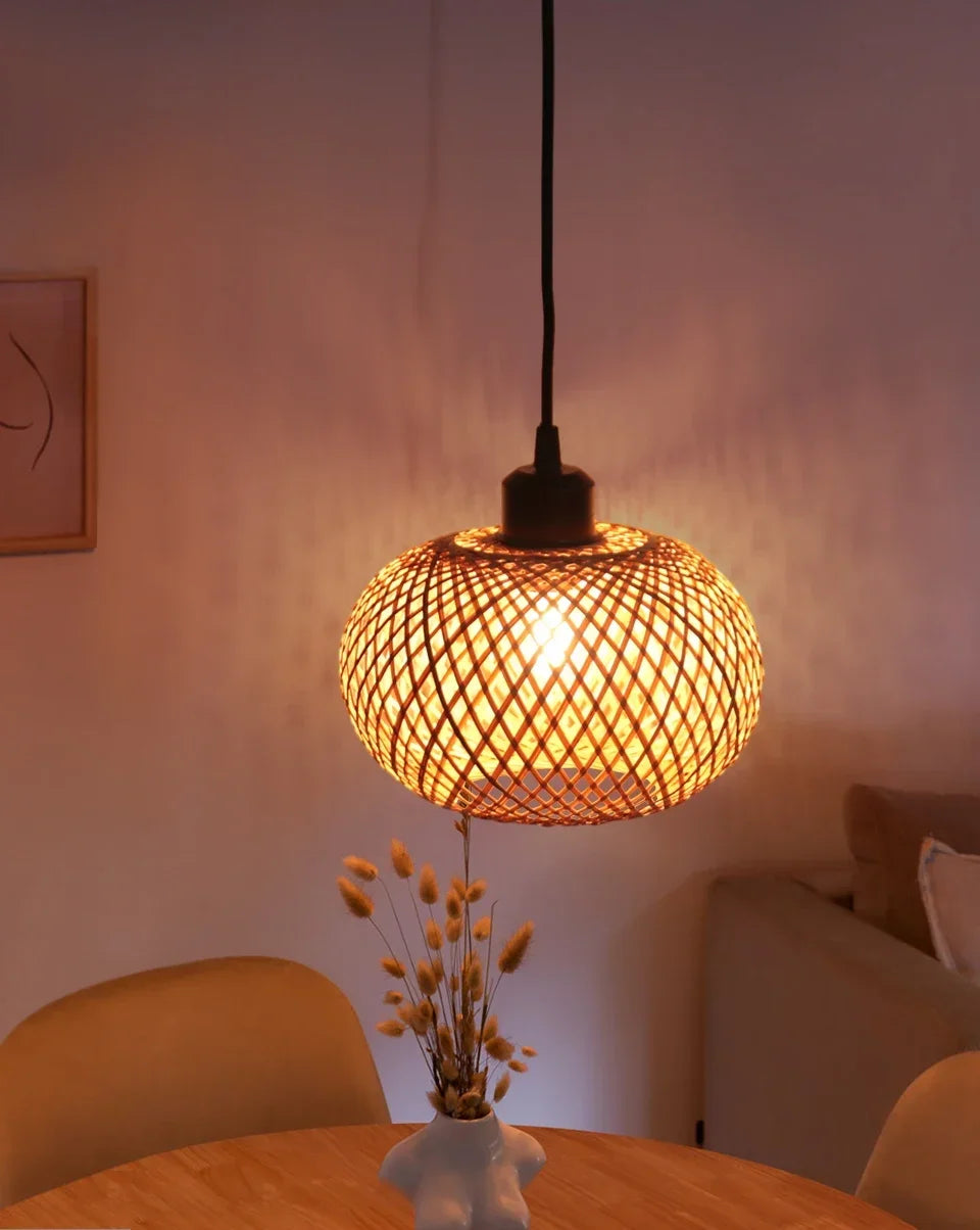 Handmade Bamboo Hanging Light Perfect for Dining Rooms, Bedrooms & More