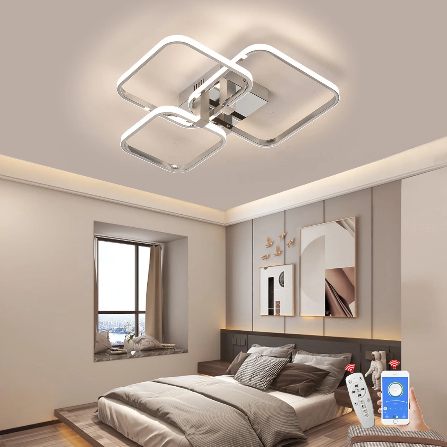 Sleek 3 6 Head LED Ceiling Light with Remote Control