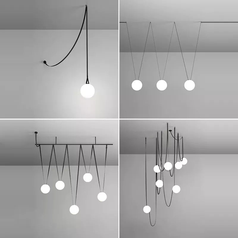 DIY Magic Belt Red Black LED Designer Chandelier Lighting Hanging Lamps
