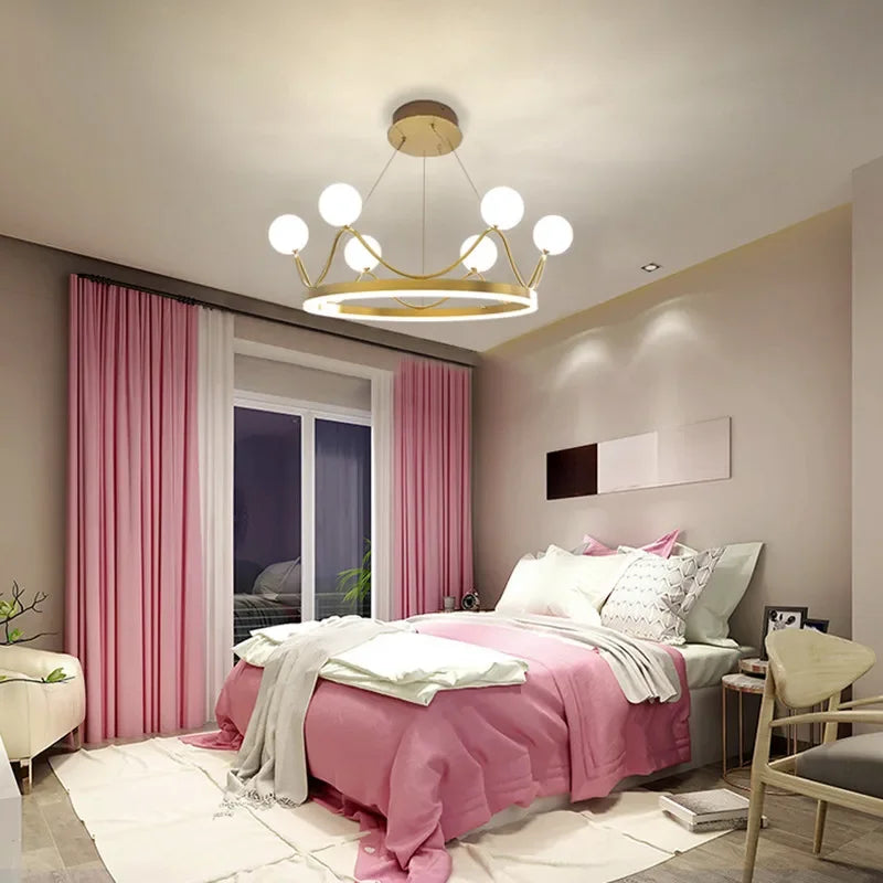Luxury Crown LED Chandelier for Kids' Rooms & Nurseries