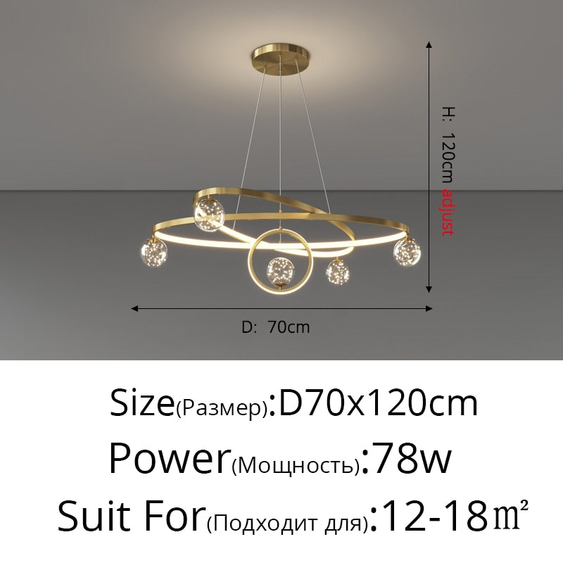 Modern Minimalist LED Ceiling Chandelier for Living Room, Bedroom, or Dining Room