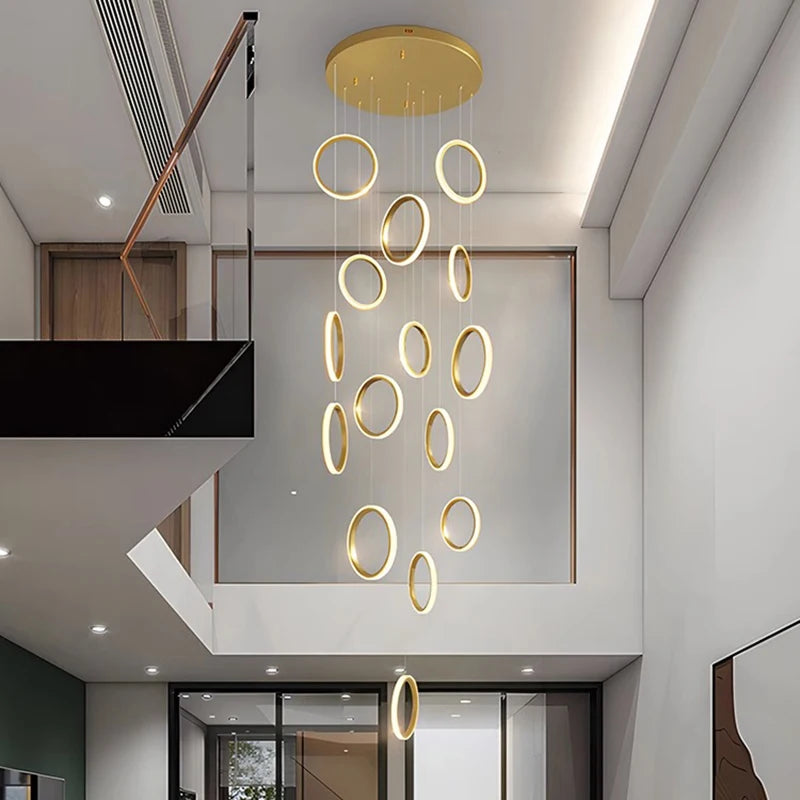 Chic Circular Pendant Lamp Ideal for Stairs and Indoor Decor