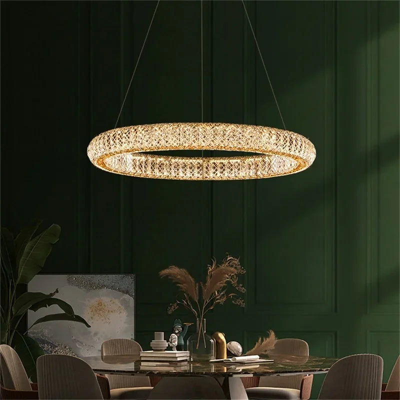 Crystal Round Rings LED Luxury Fixtures Chandelier For Home Living Room Bedroom