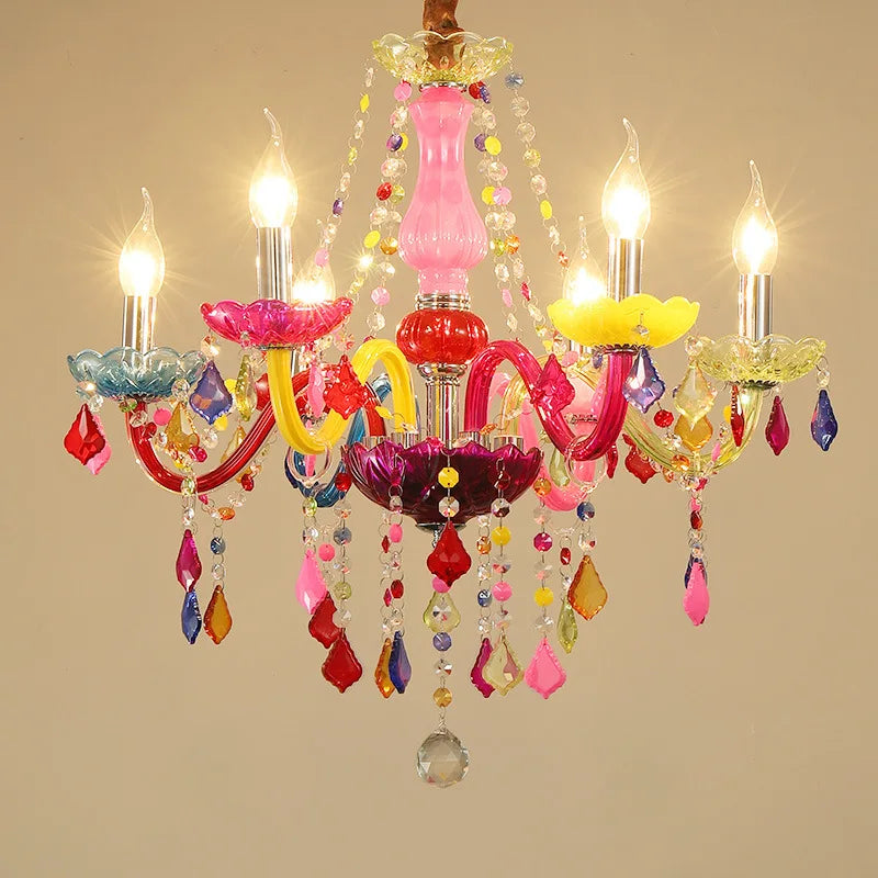 Colorful Crystal Chandelier for Girls’ Bedrooms