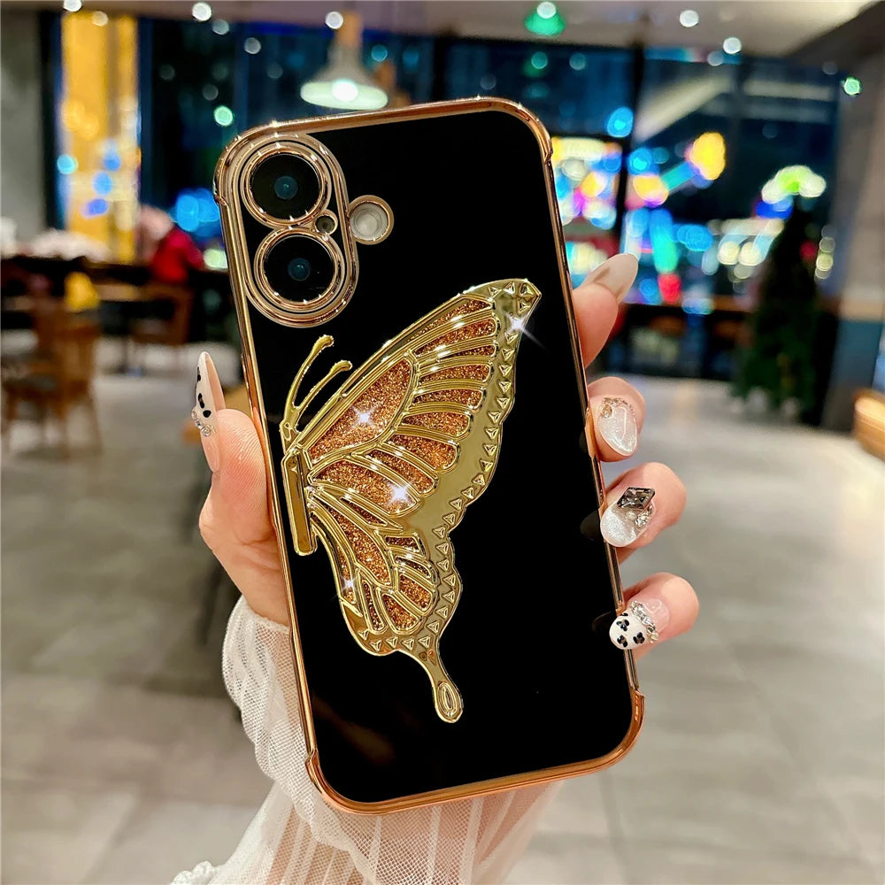 Luxury Butterfly iPhone Case With Stand For iPhone 12 - 17 Pro Max!