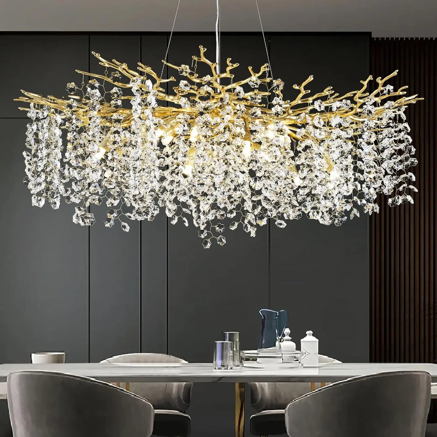 Tree Branch Gold Crystal Chandelier for Your Dining Space