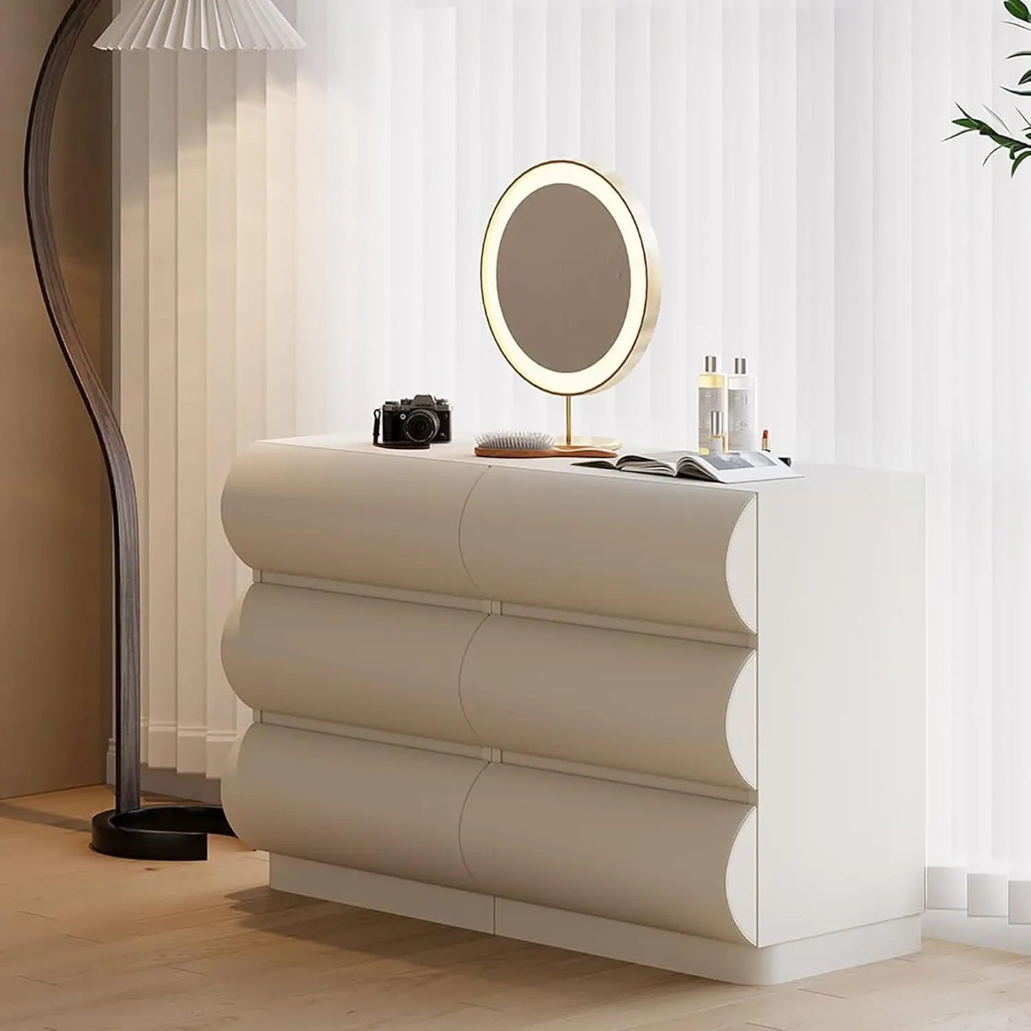 Spacious White Leather 6 Drawer Dresser for Every Room